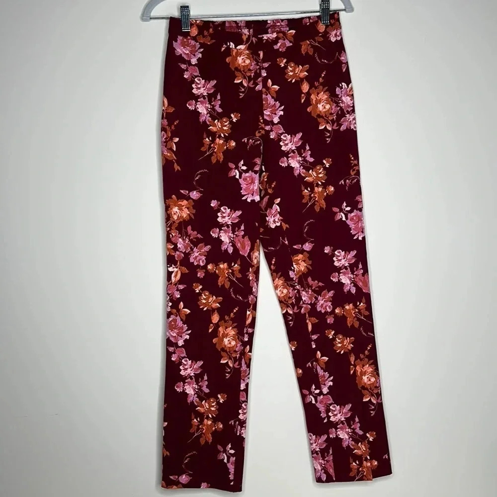 Isaac Mizrahi Live | 24/7 Stretch Floral Slim-Leg Pants | size 4P | NWOT
